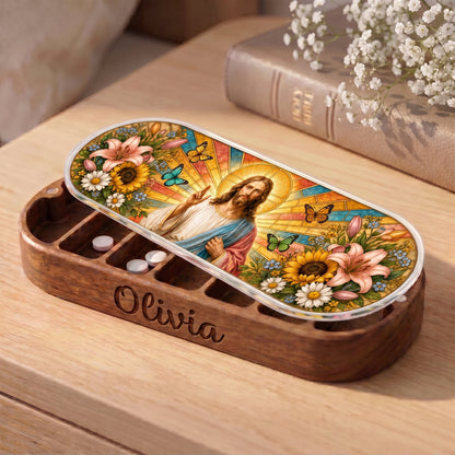Blessing Jesus Butterfly Garden Personalized Pill Case product image 6