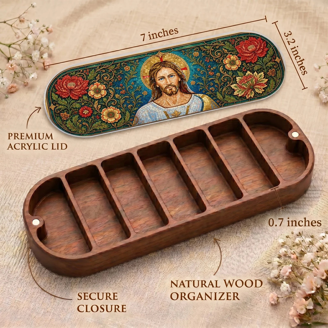 Christ the Healer Byzantine Mosaic Personalized Pill Case product image 4