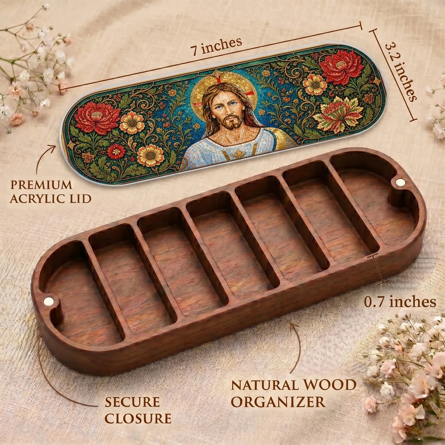 Christ the Healer Byzantine Mosaic Personalized Pill Case product image 4