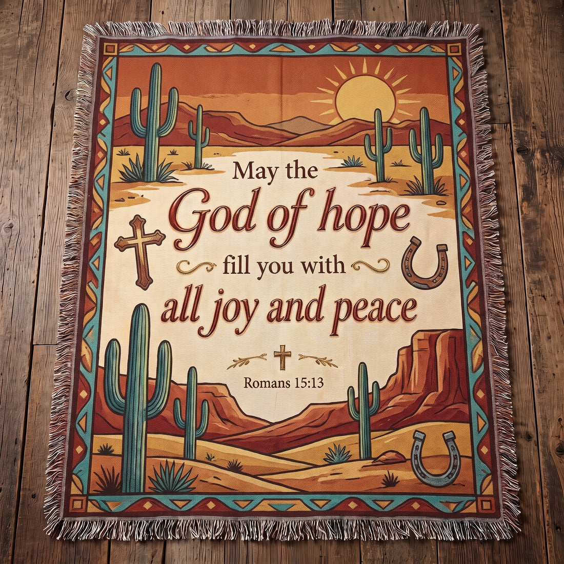 God of Hope - Romans 15:13 Southwestern Desert Woven Blanket