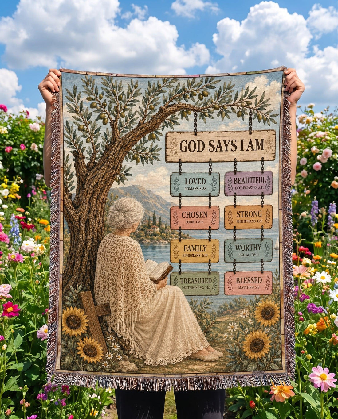 God Says I Am - Identity in Christ Woven Blanket