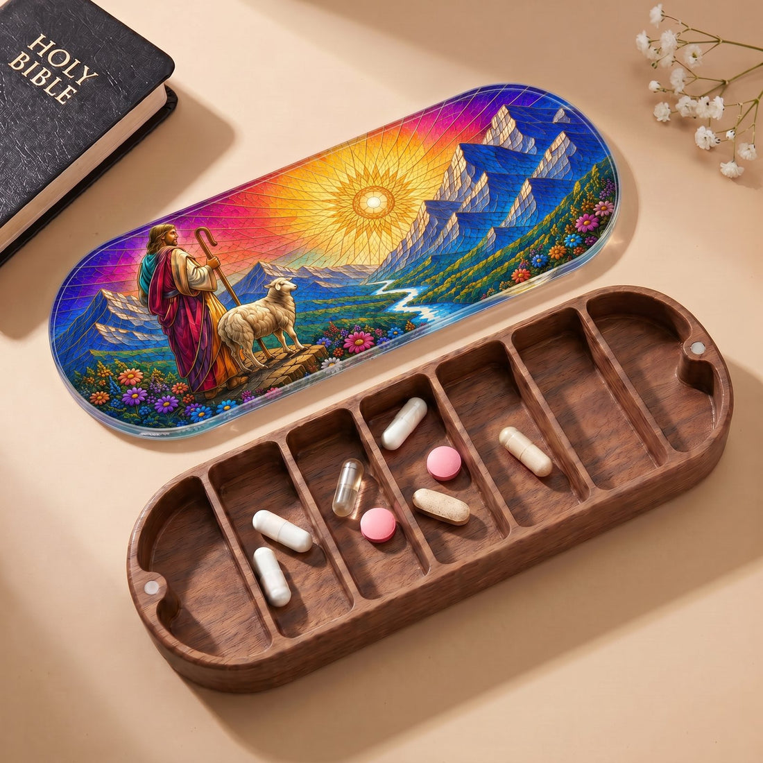 Good Shepherd Stained Glass Personalized Pill Case product image 3