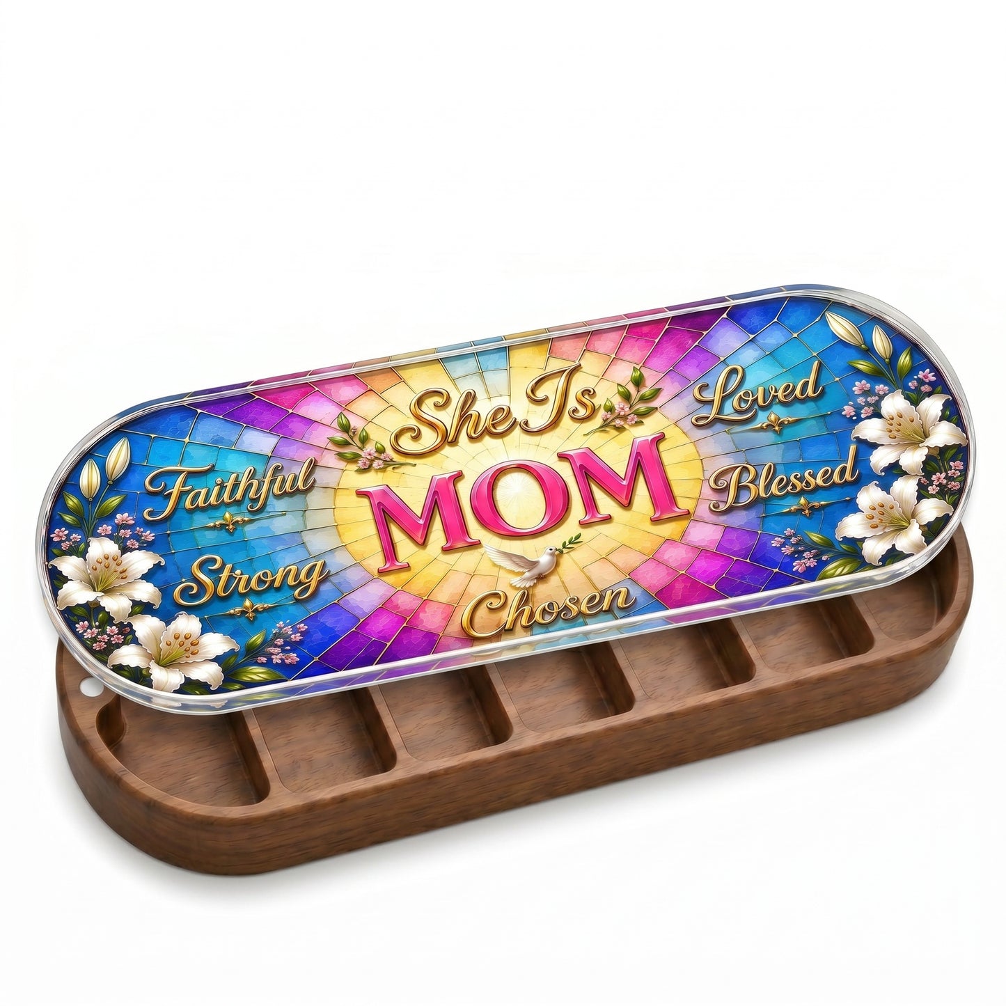 "Faithful, Strong, Loved, Blessed, Chosen — Christian Motherhood" Pill Case