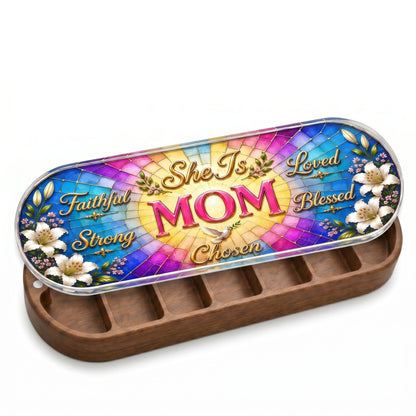 "Faithful, Strong, Loved, Blessed, Chosen — Christian Motherhood" Pill Case