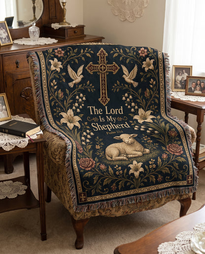 The Lord Is My Shepherd - Psalm 23:1 Woven Blanket