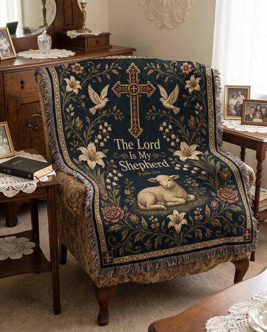 The Lord Is My Shepherd - Psalm 23:1 Woven Blanket