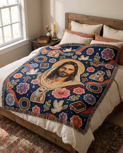 Prince of Peace Doves and Bibles Woven Blanket gallery image 2