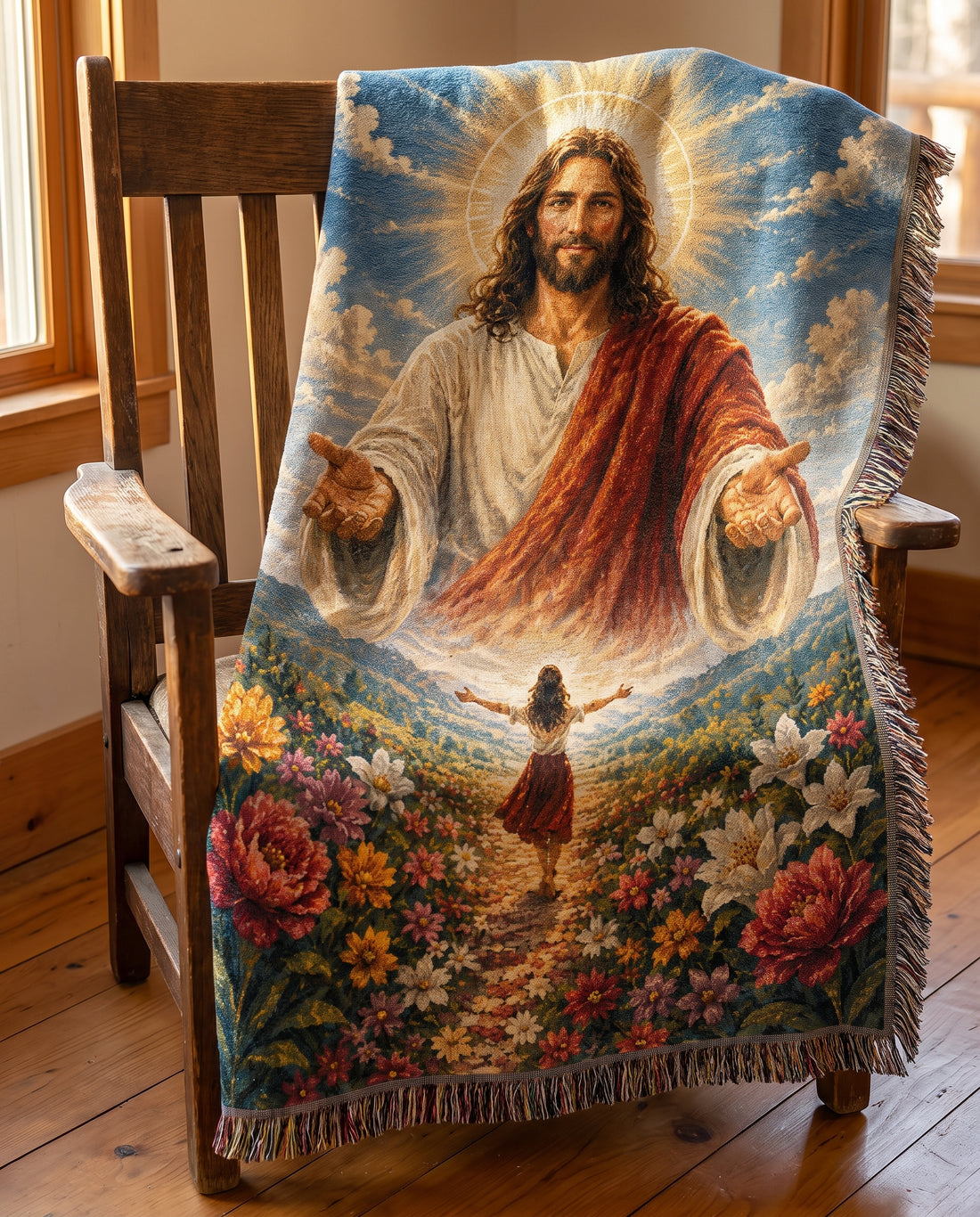 Come Unto Me Heavenly Garden Woven Blanket gallery image 3