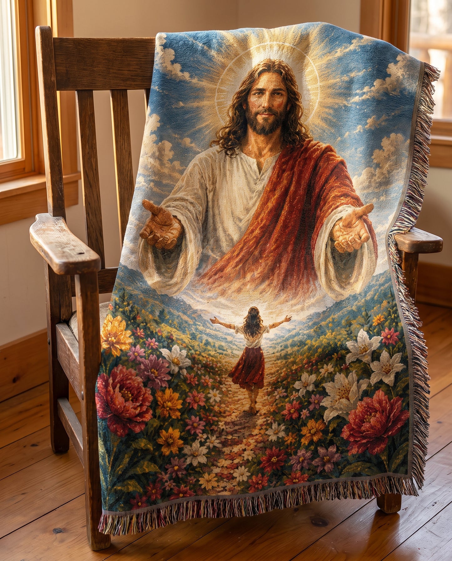 Come Unto Me Heavenly Garden Woven Blanket gallery image 3