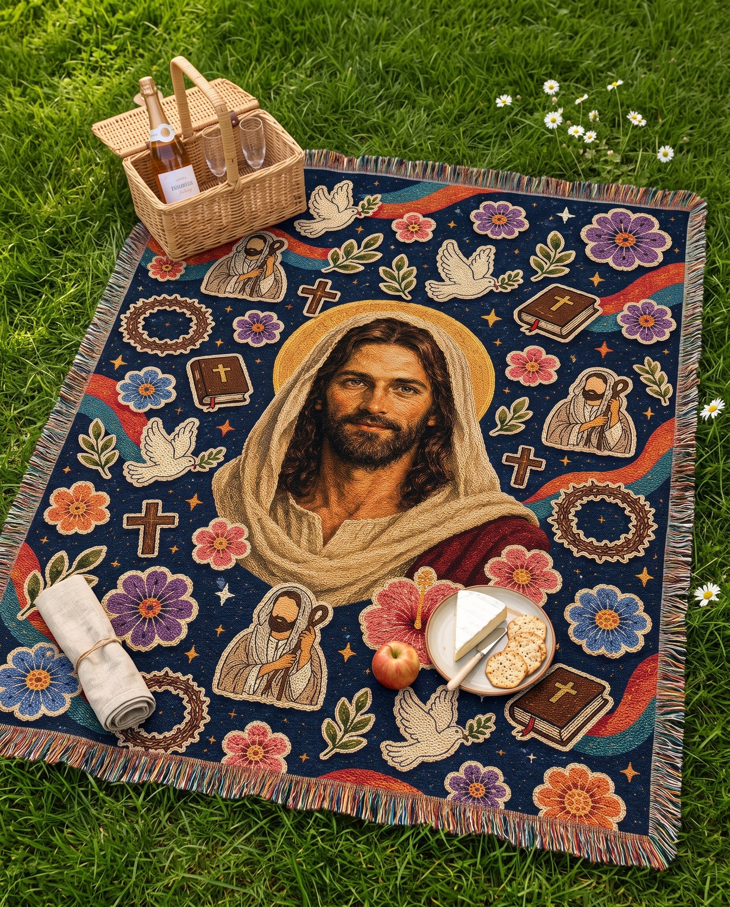 Prince of Peace Doves and Bibles Woven Blanket gallery image 4