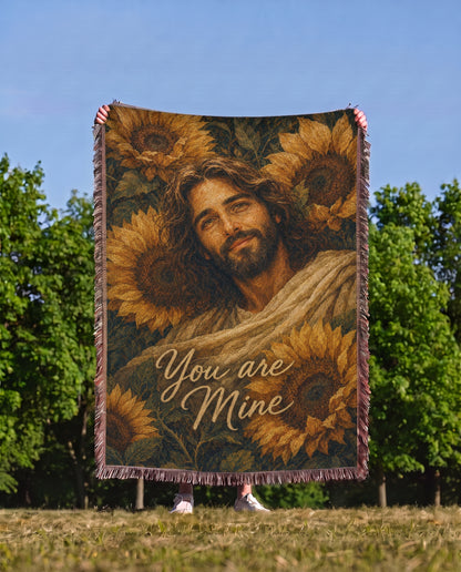 You Are Mine Sunflower Jesus Woven Blanket gallery image 7