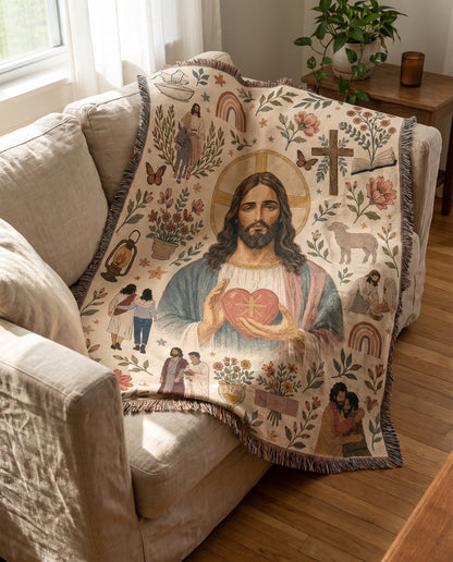 Sacred Heart of Christ - Acts of Love Woven Blanket