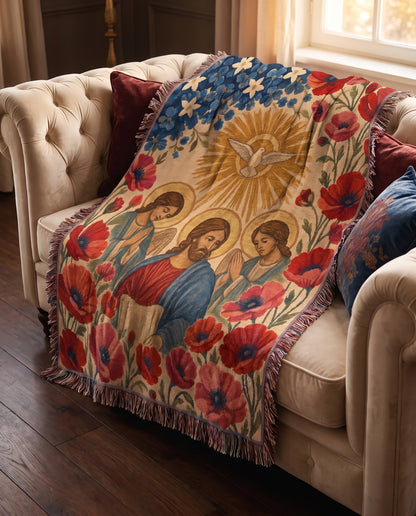 Sofa styling - Holy Spirit Dove Sunburst Woven Blanket