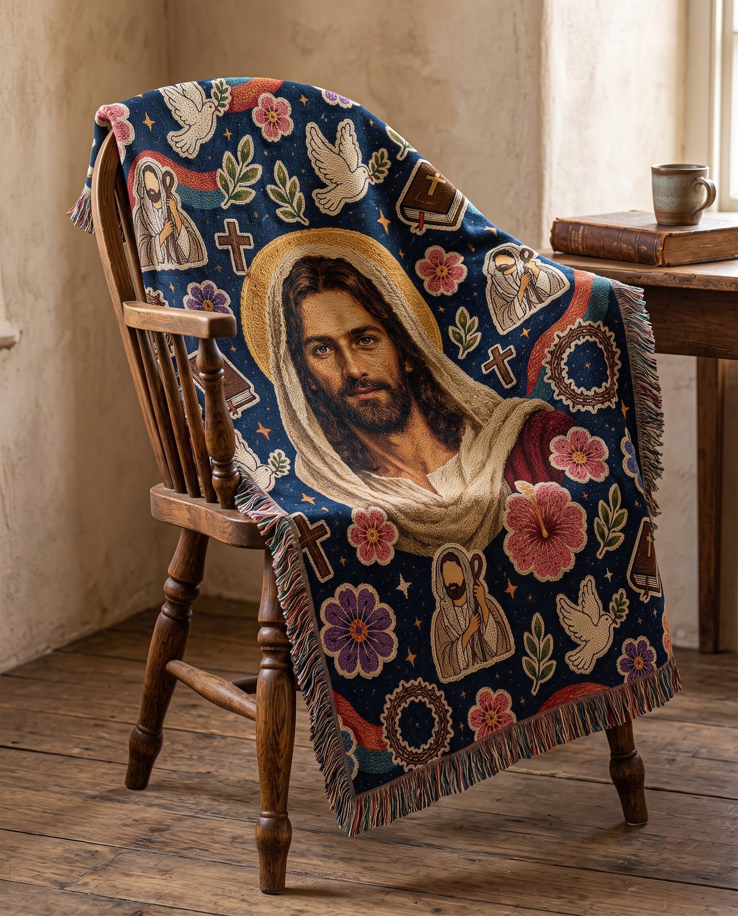 Prince of Peace Doves and Bibles Woven Blanket gallery image 3