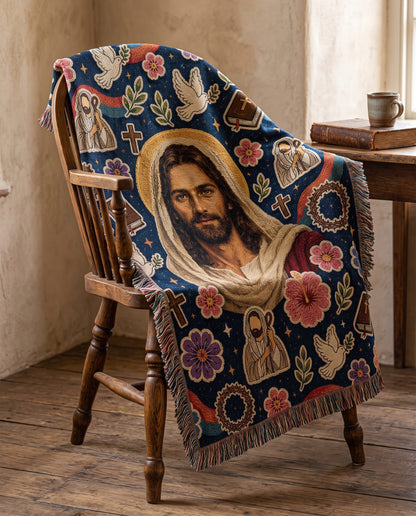 Prince of Peace Doves and Bibles Woven Blanket gallery image 3