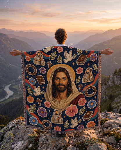 Prince of Peace Doves and Bibles Woven Blanket gallery image 1