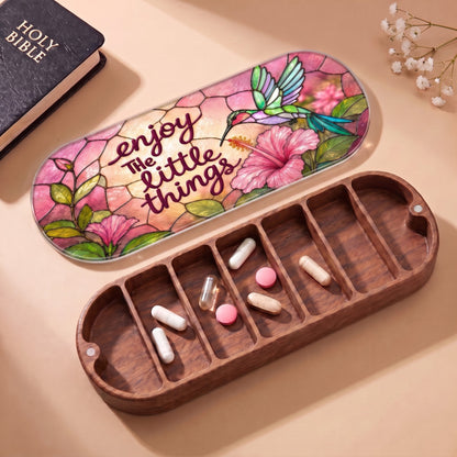 Enjoy the Little Things Pillcase with Holy Bible and daily tablets