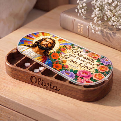 Be Still and Know Psalm 46:10 Stained Glass Pill Case clean product view