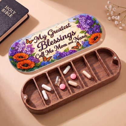 My Greatest Blessings Call Me Mom and Nana Pillcase with Holy Bible and daily tablets