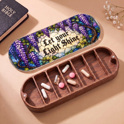 Let Your Light Shine wisteria Pillcase with Holy Bible and daily tablets