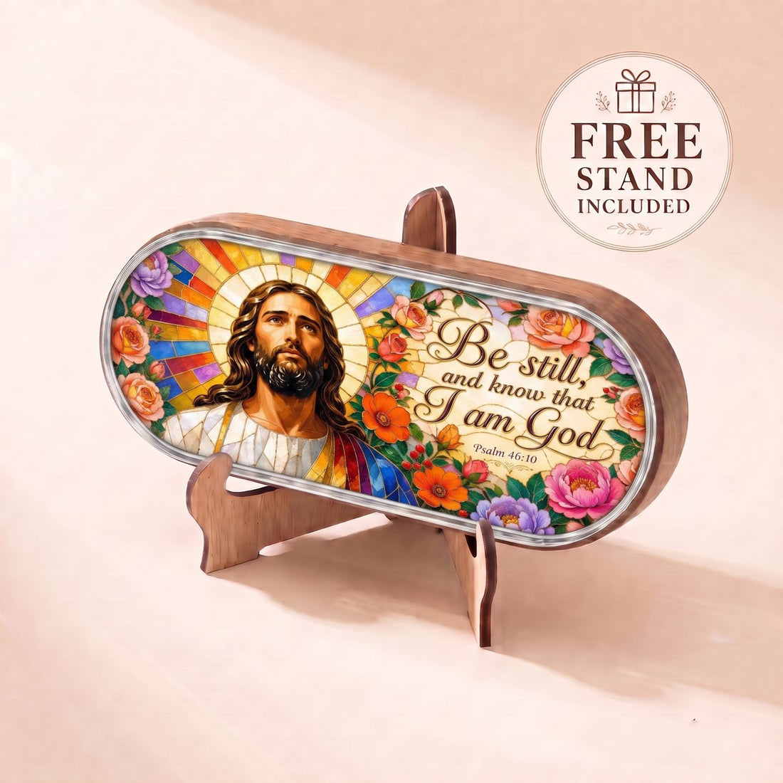 Be Still and Know Psalm 46:10 Stained Glass Pill Case lifestyle open view