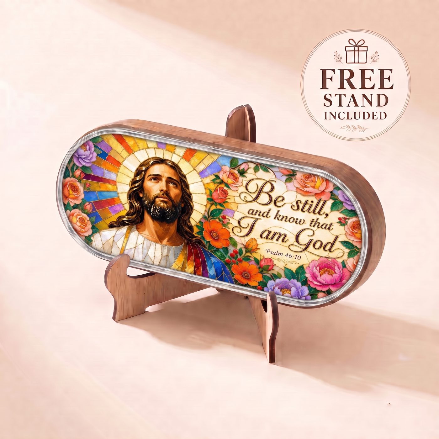 Be Still and Know Psalm 46:10 Stained Glass Pill Case lifestyle open view