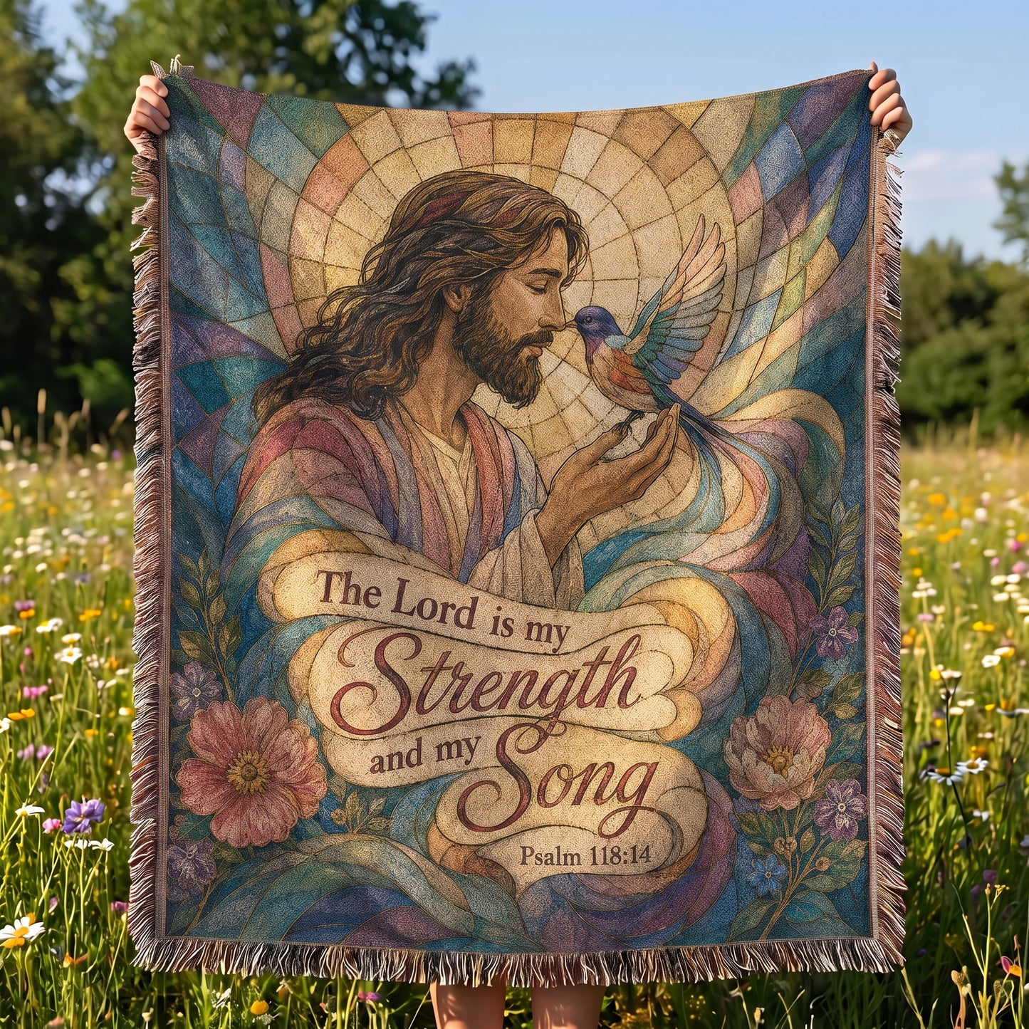 The Lord Is My Strength and My Song Psalm 118:14 Woven Blanket