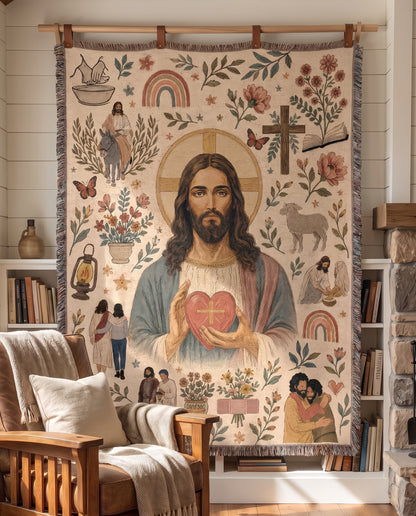 Sacred Heart of Christ - Acts of Love Woven Blanket