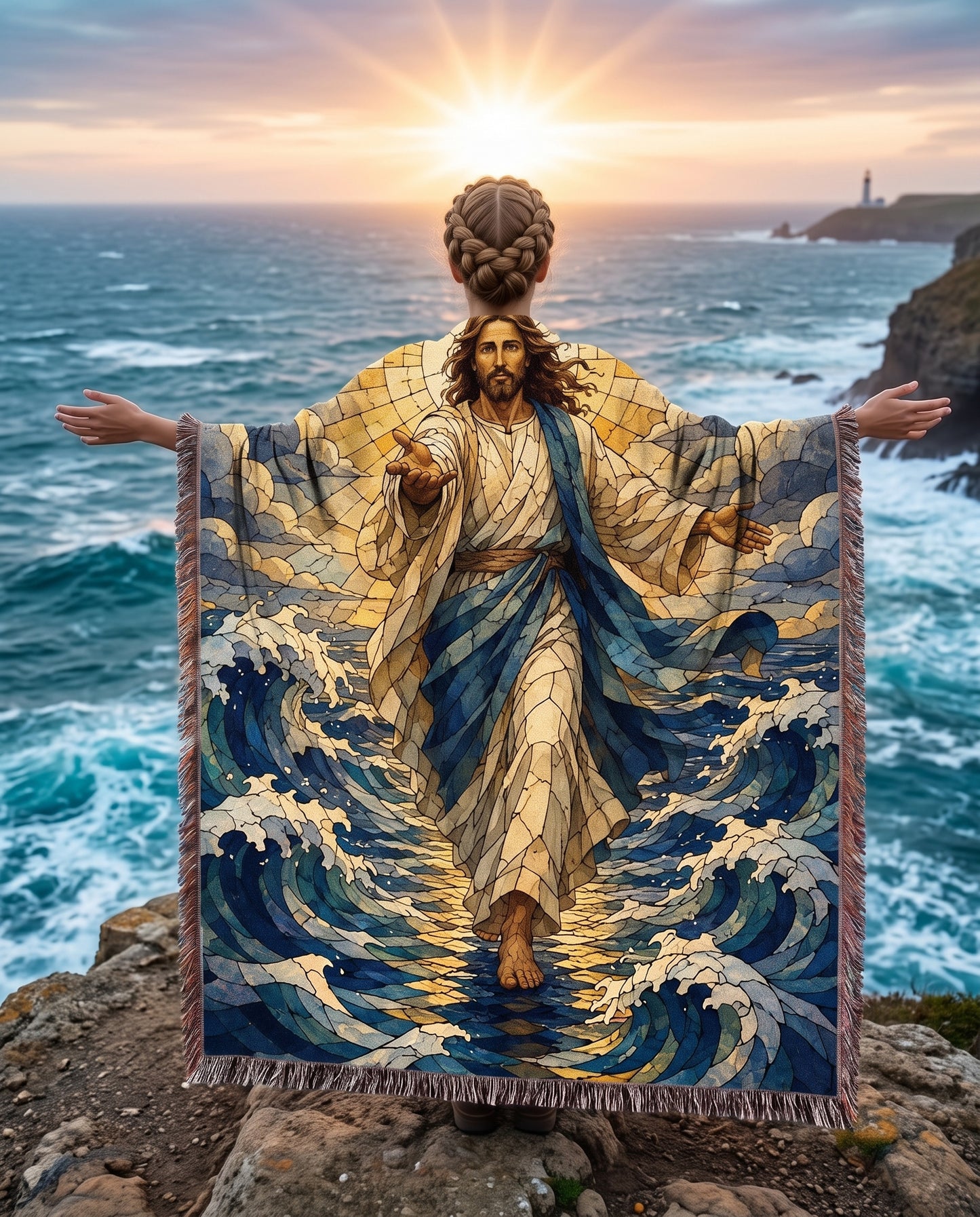 Jesus Walks on Water - Come Unto Me Woven Blanket