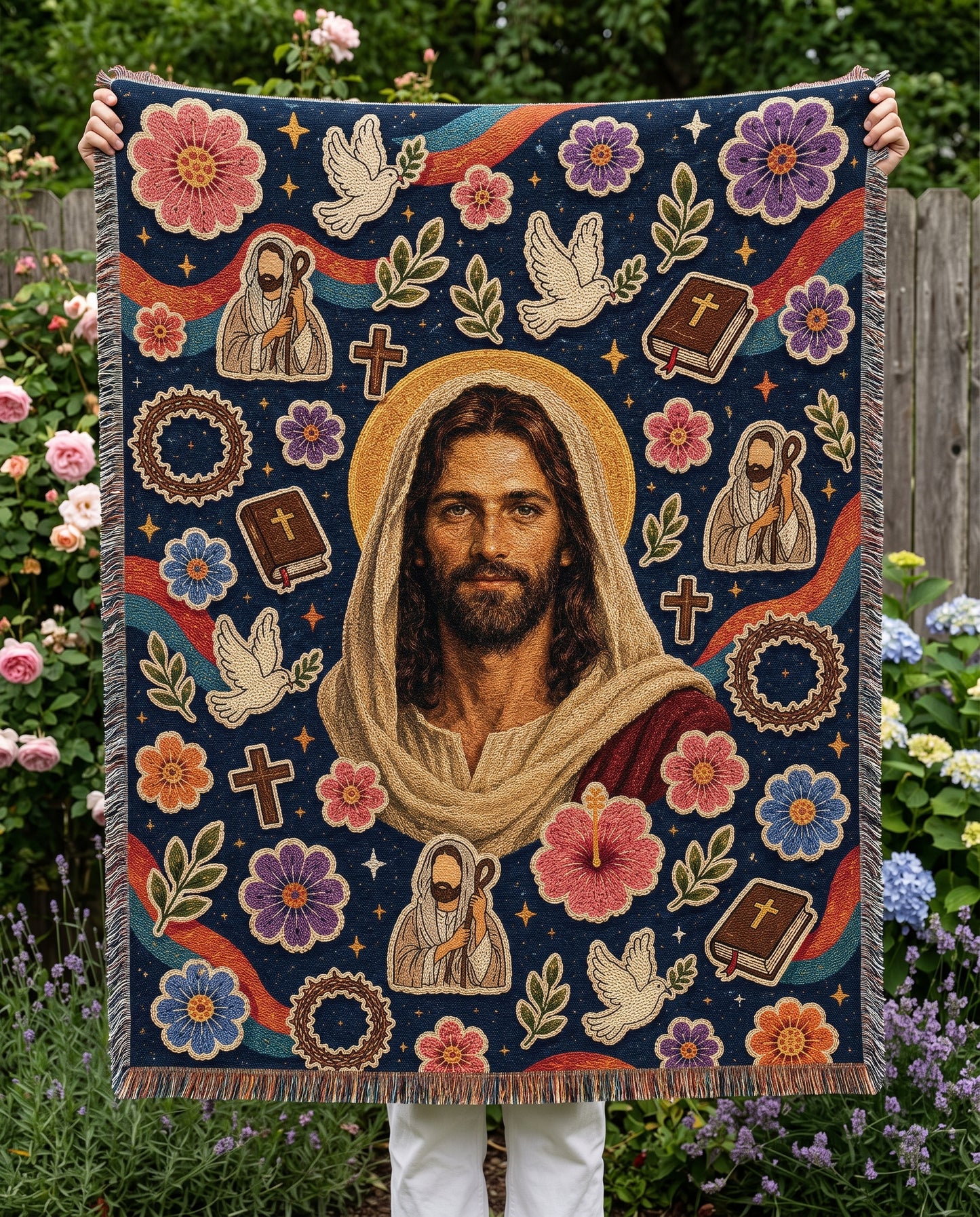 Prince of Peace Doves and Bibles Woven Blanket gallery image 8