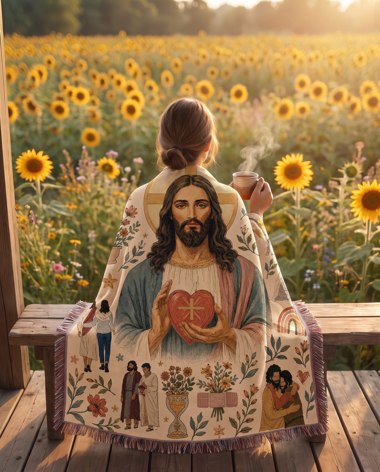 Sacred Heart of Christ - Acts of Love Woven Blanket