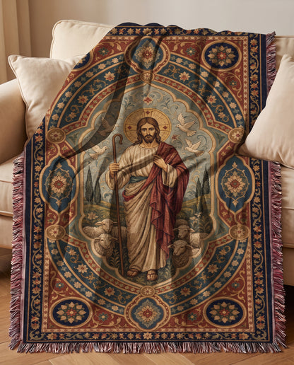 Sofa styling - Good Shepherd Peace Woven Blanket