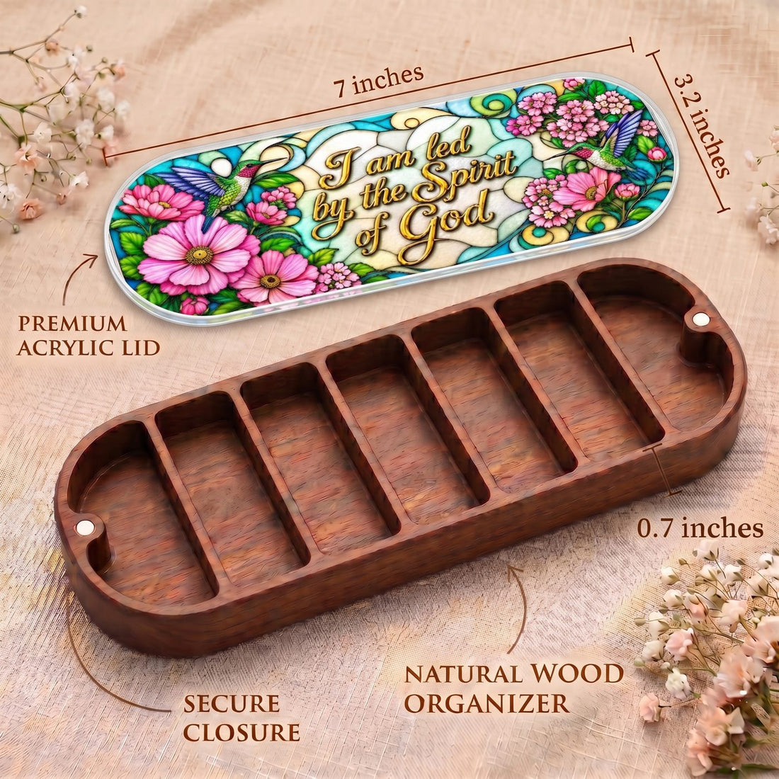 Led by the Spirit of God Hummingbird Pill Case clean product view