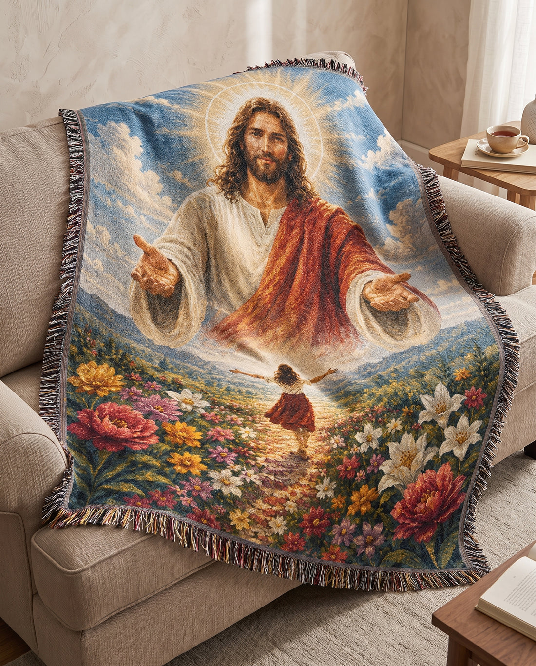 Come Unto Me Heavenly Garden Woven Blanket gallery image 7