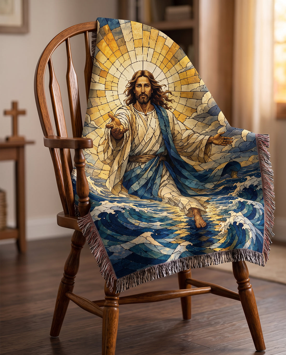 Jesus Walks on Water - Come Unto Me Woven Blanket