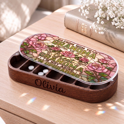 Personalized Olivia Pillcase with From Mom to Grandma to Great Grandma rose-garden artwork beside a Holy Bible
