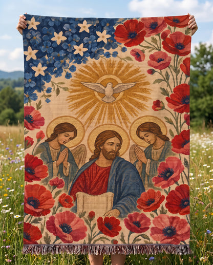 Meadow held display - Holy Spirit Dove Sunburst Woven Blanket