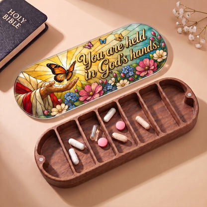 You Are Held in God’s Hands Pillcase with Holy Bible, floral lid and daily tablets