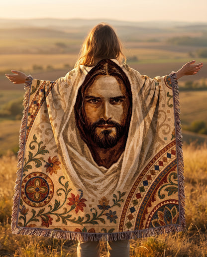 "Christ in the Garden — Sacred Icon" Woven Blanket