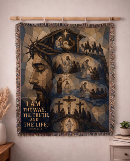 John 14:6 I Am the Way woven wall tapestry display