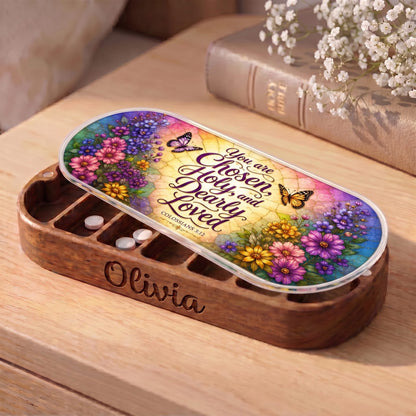 "You Are Chosen, Holy, and Dearly Loved — Colossians 3:12" Pill Case lifestyle open view