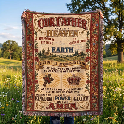 Our Father Lord’s Prayer Vintage Tapestry Woven Blanket