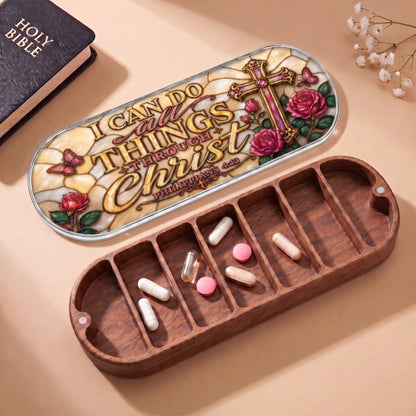 I Can Do All Things Through Christ Pillcase with Holy Bible and daily tablets