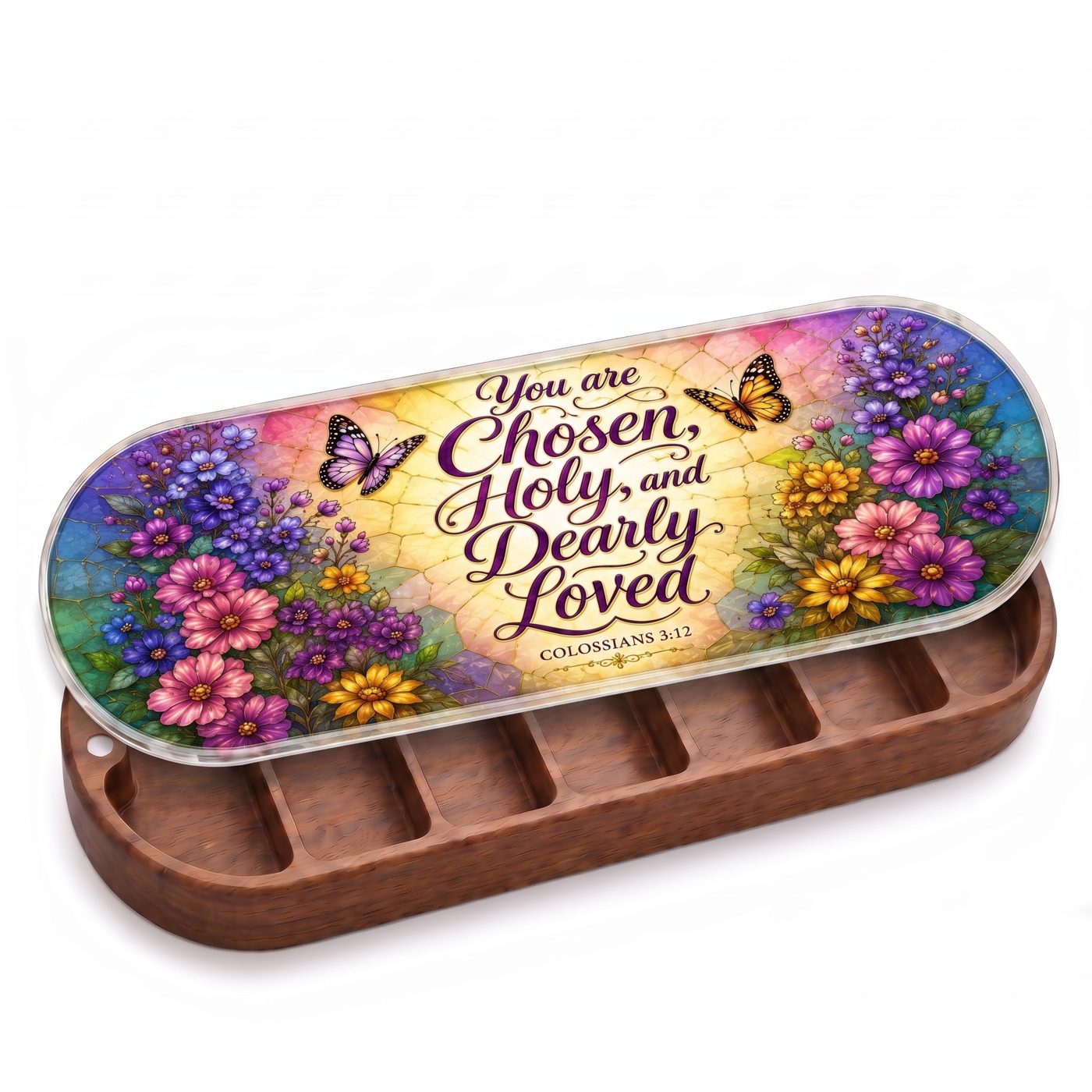 "You Are Chosen, Holy, and Dearly Loved — Colossians 3:12" Pill Case clean product view