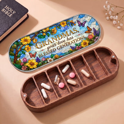 Grandmas Your Love Has Blessed Generations Pillcase with Holy Bible and daily tablets