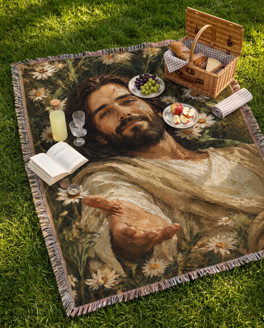 Take My Hand - Jesus Among the Daisies Woven Blanket