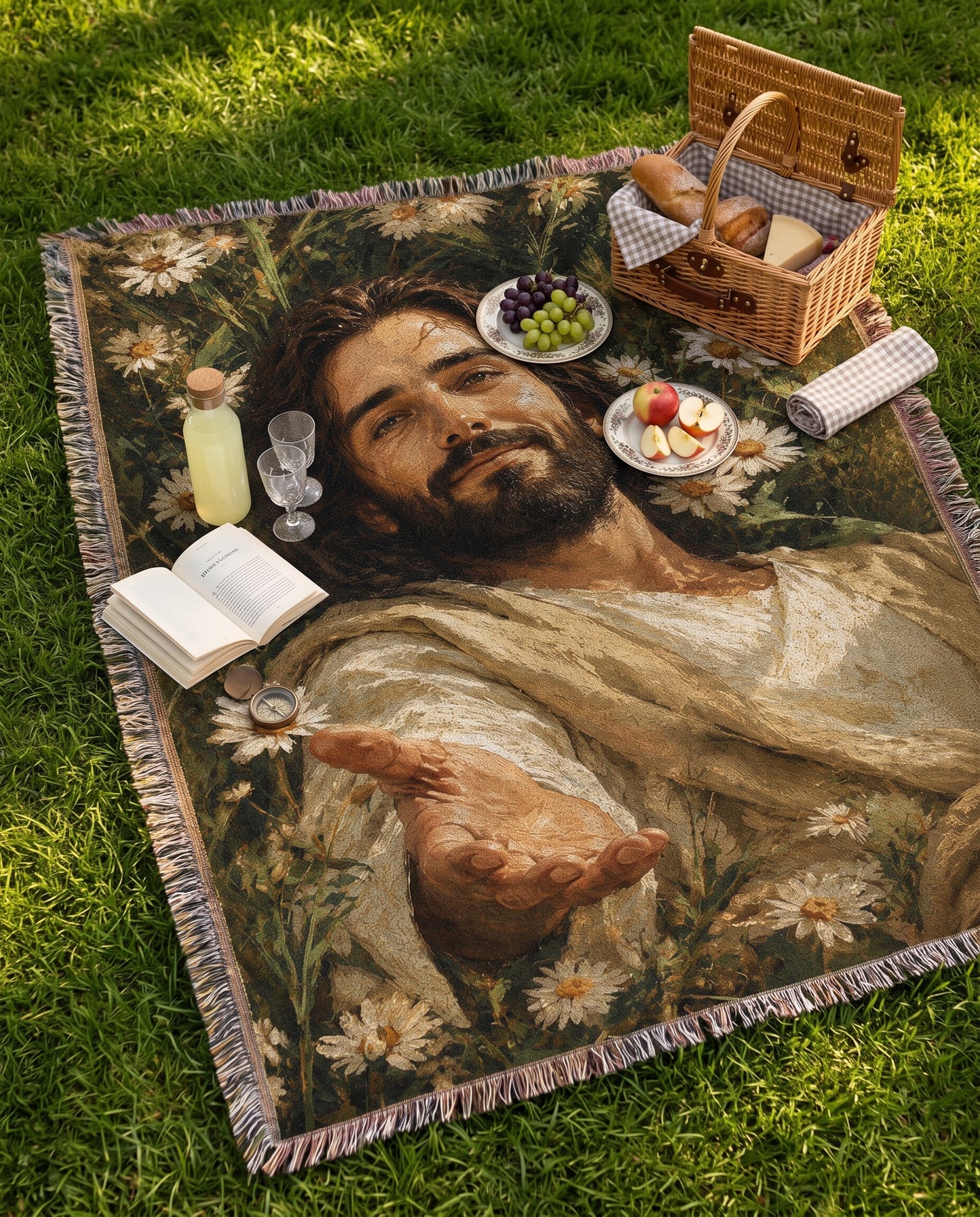 Take My Hand - Jesus Among the Daisies Woven Blanket