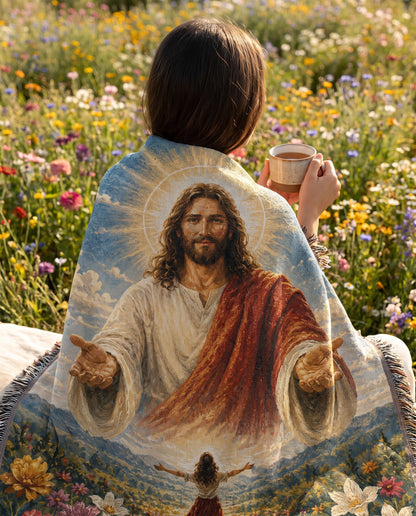 Come Unto Me Heavenly Garden Woven Blanket gallery image 6