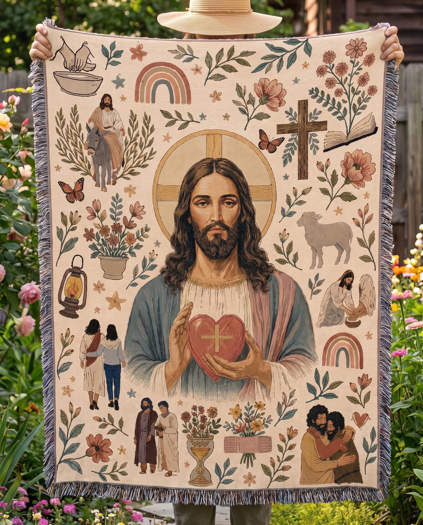 Sacred Heart of Christ - Acts of Love Woven Blanket