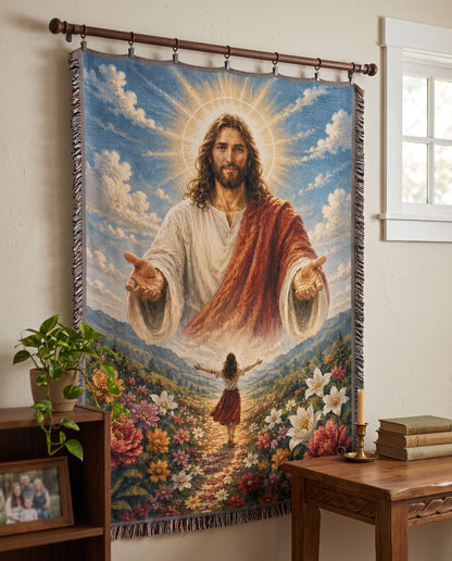 Come Unto Me Heavenly Garden Woven Blanket gallery image 8